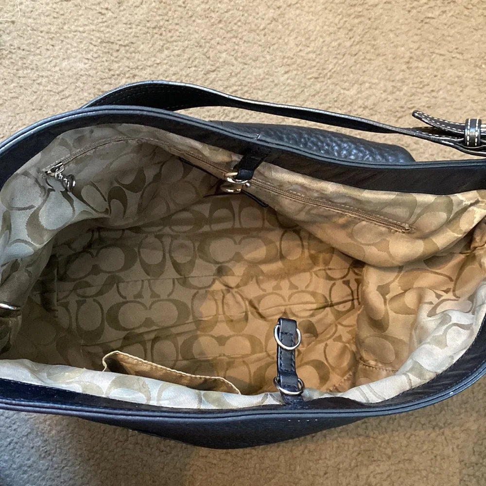 Coach Black Pebbled Leather Hobo Shoulder Bag